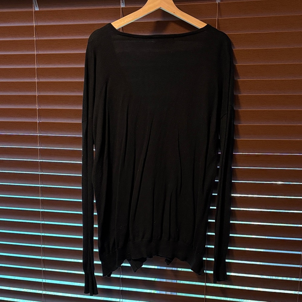 Central Park West Black V-Neck Long Sleeve Top - Picture 2 of 2